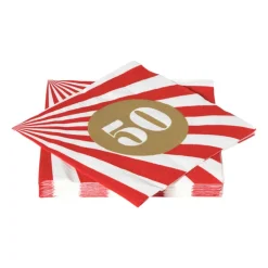 Servetten 50 jaar - rood - set van 20
