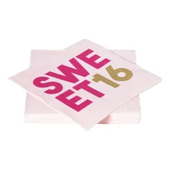Servetten 16 jaar - roze - set van 20