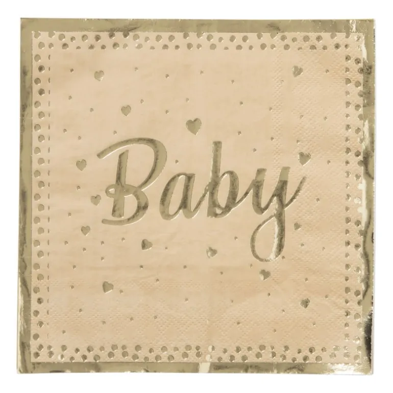 Servetten baby - goudkleurig - set van 16