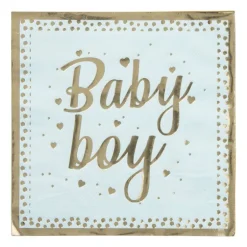 Servetten baby boy - blauw/goudkleurig - set van 8