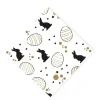 Servetten paashaas set van 12 - wit/goud/zwart - papier - 33x33 cm