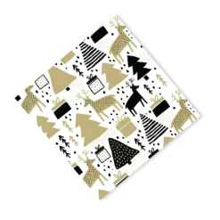 Servetten rendier boom - set van 20 - wit - 33x33 cm