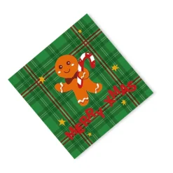 Servetten Tartan gingerbread - set van 20 - groen - 33x33 cm