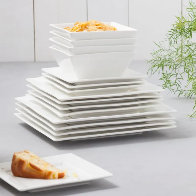 Serviesset - 16-delig - vierkant - wit - 4 persoons