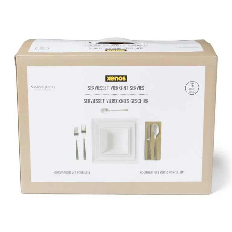 Serviesset - 16-delig - vierkant - wit - 4 persoons