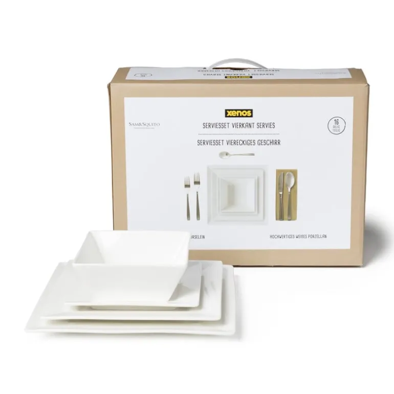 Serviesset - 16-delig - vierkant - wit - 4 persoons