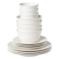 Serviesset streep - wit - 16-delig