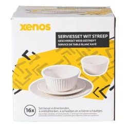 Serviesset streep - wit - 16-delig