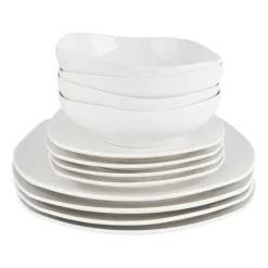 Serviesset vierkant - wit - 12-delig