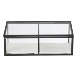 Sieradendoos met 2 vakken - zwart - 18x9.5x7 cm