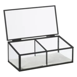 Sieradendoos met 2 vakken - zwart - 18x9.5x7 cm