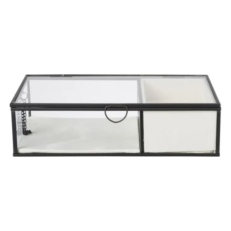 Sieradendoos met ringhouder - zwart - 25x15x6.5 cm