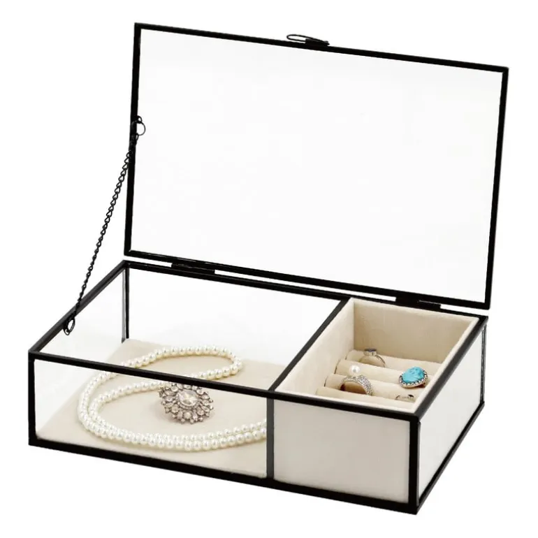 Sieradendoos met ringhouder - zwart - 25x15x6.5 cm