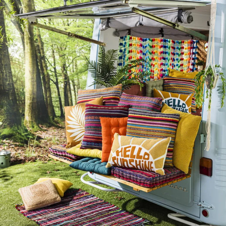 Sierkussen blokje - okergeel - 45x45 cm