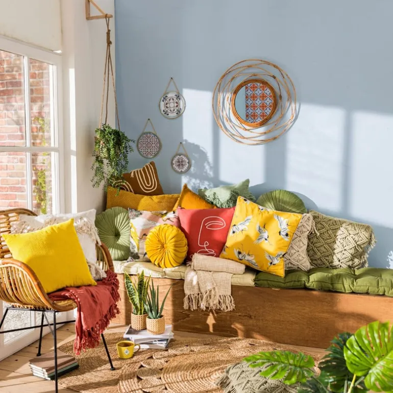 Sierkussen blokje - okergeel - 60x60 cm