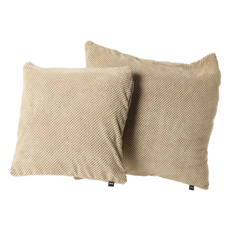 Sierkussen met blokjes - beige - 60x60 cm