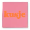 Siertegel Kusje - roze/oranje - 10x10x0.5 cm