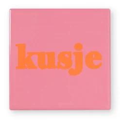 Siertegel Kusje - roze/oranje - 10x10x0.5 cm