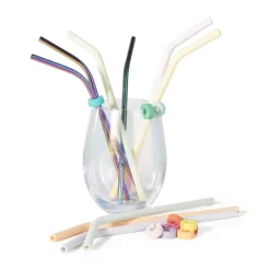 Siliconen rietjes - pastel - 6 stuks