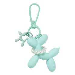 Sleutelhanger hond met parelketting - plastic - 6.5x6.5x1 cm - diverse varianten