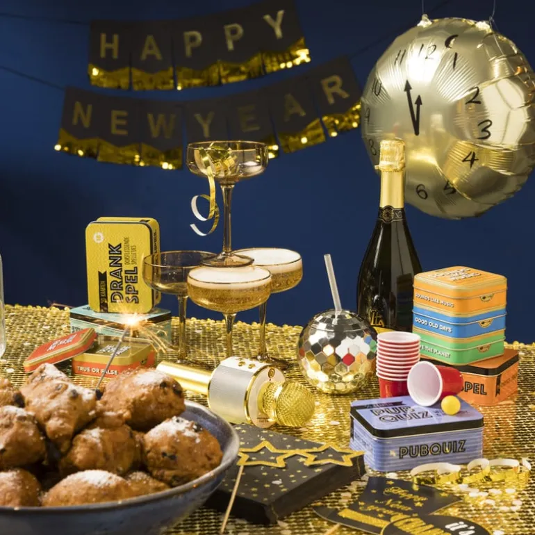 Slinger happy new year - goud - 2 meter