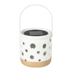 Solar lampje keramiek - wit - ø9.3x9.2 cm