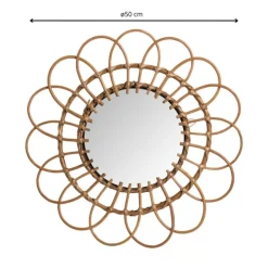 Spiegel bloem - rotan - ø50 cm