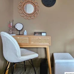 Spiegel bloem - rotan - ø50 cm