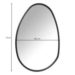 Spiegel organic met metalen lijst - zwart - 75x48.5 cm