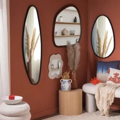 Spiegel organic metalen lijst - zwart - 117.6x37.4 cm