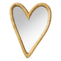 Spiegel rotan hart - bruin - 30x40 cm