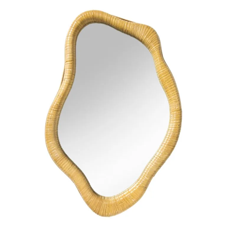Spiegel rotan organisch - bruin - 32x49 cm
