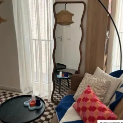 Spiegel XL met golfrand - bruin - 165x50 cm