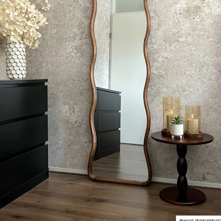 Spiegel XL met golfrand - bruin - 165x50 cm