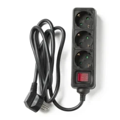 Stekkerdoos met schakelaar - zwart - 5x23x8 cm