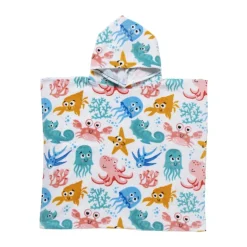 Strandponcho kids sea life - multikleur - 60x110 cm