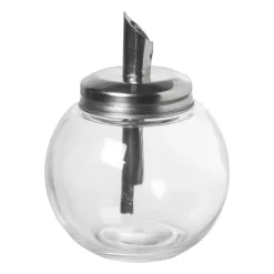 Suikerstrooier bol - glas/rvs - ø8.5x12 cm