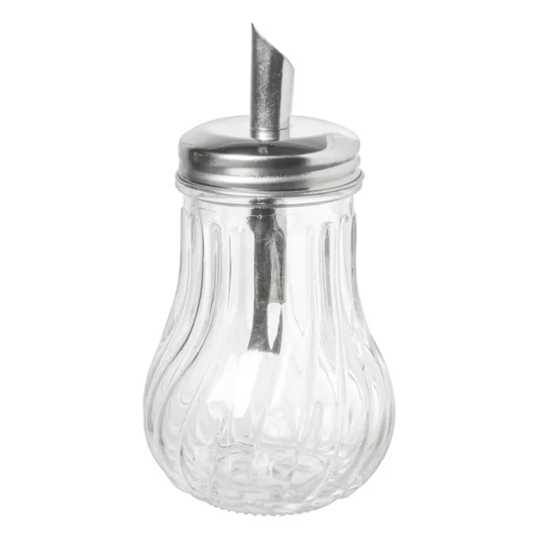 Suikerstrooier lijn - glas/rvs - ø7.5x14.5 cm