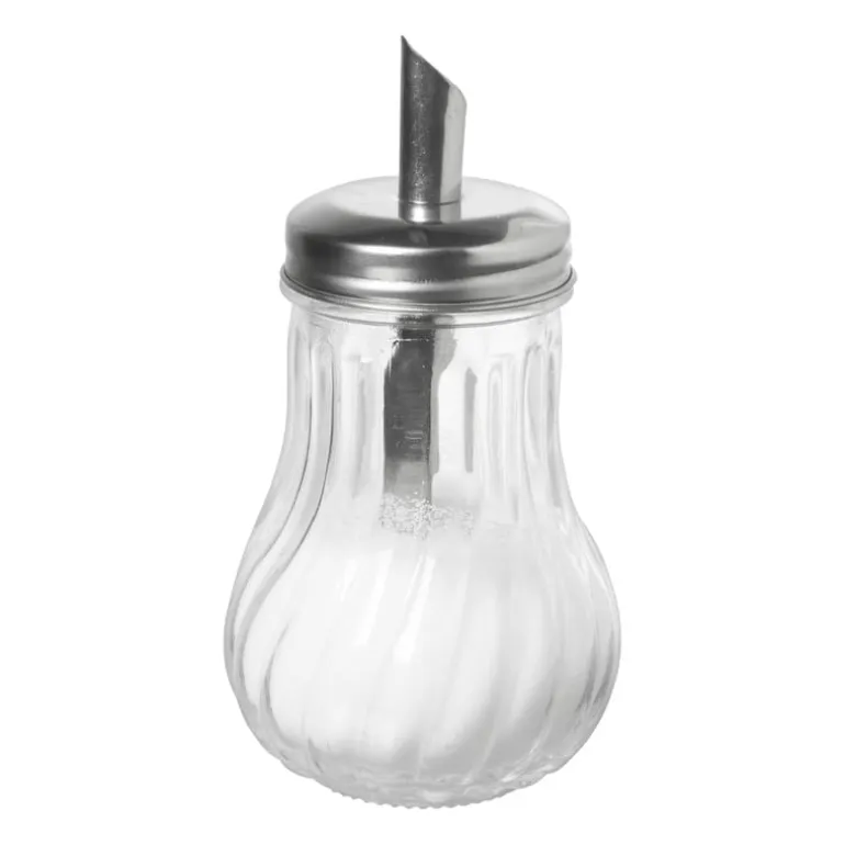 Suikerstrooier lijn - glas/rvs - ø7.5x14.5 cm