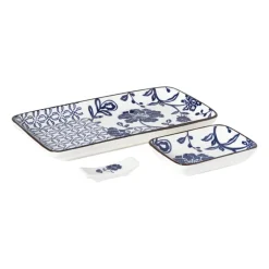 Sushi set - blauw/wit - 4-delig