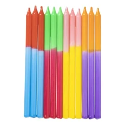 Taartkaarsen dip-dye - multikleur - set van 12