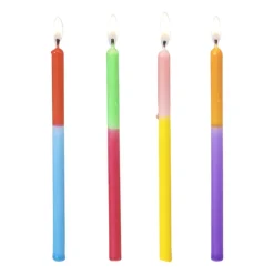 Taartkaarsen dip-dye - multikleur - set van 12