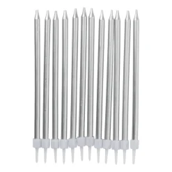 Taartkaarsjes - zilver - set van 12
