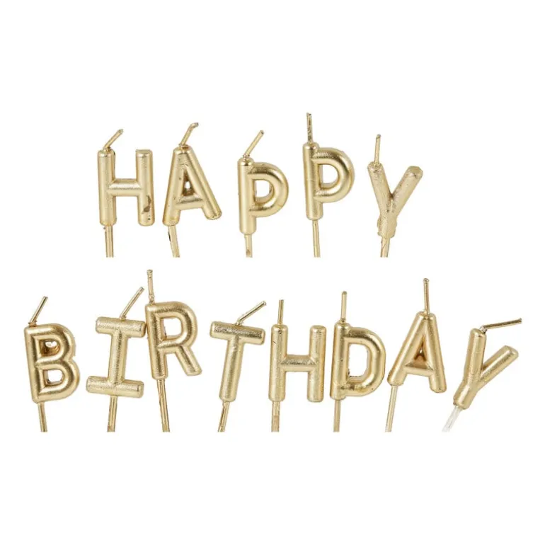 Taartkaarsjes happy birthday - goud