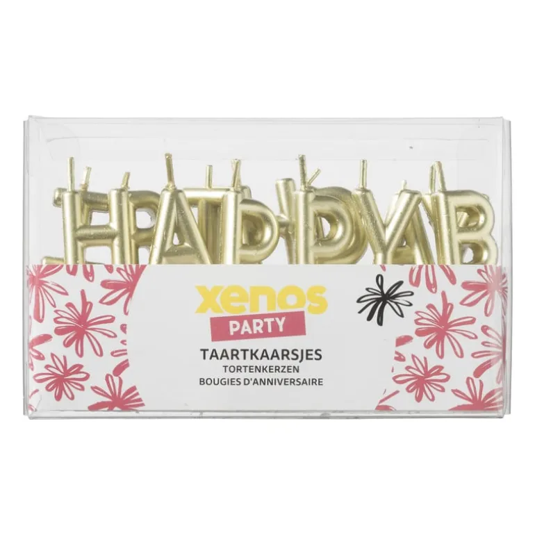 Taartkaarsjes happy birthday - goud