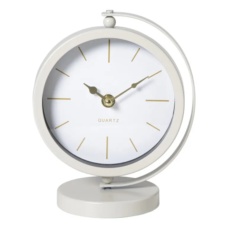 Tafelklok metaal - beige - 20x16x10.5 cm