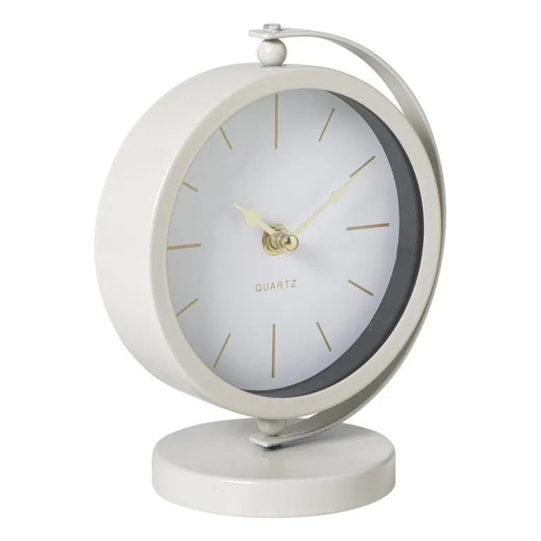 Tafelklok metaal - beige - 20x16x10.5 cm