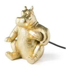 Tafellamp nijlpaard - goud - 19.5 cm