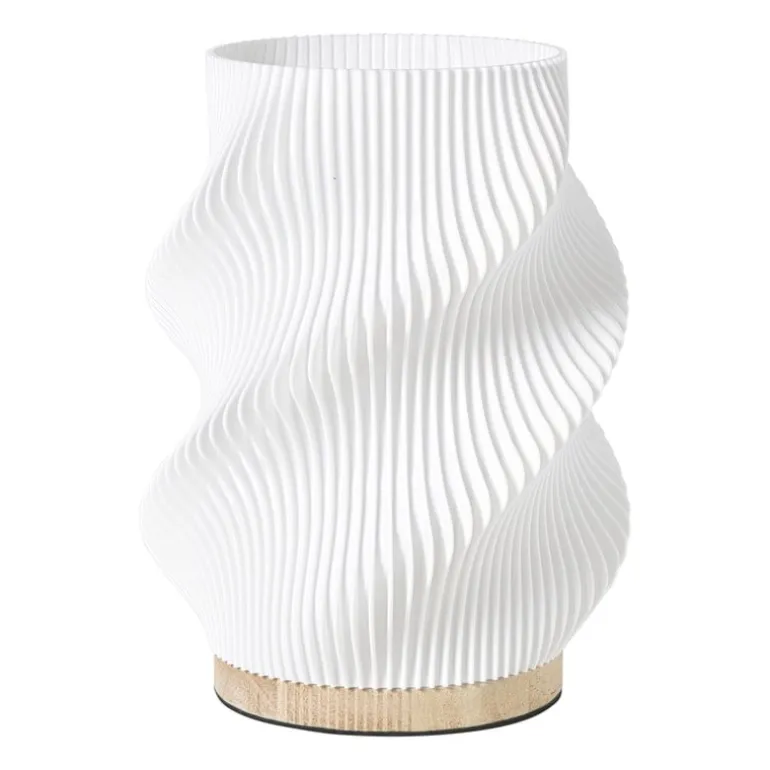 Tafellamp swirl Marian - wit/bruin - ø16x20.5 cm