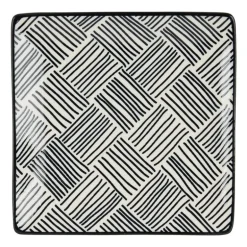 Tapas bord Sevilla - zwarte streepjes - 15x15 cm